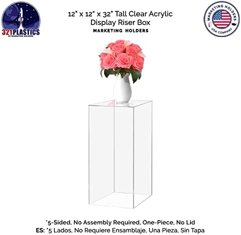 2 Pack Tall Display Box 12x12x32 Glossy Clear Acrylic Pedestal Stand