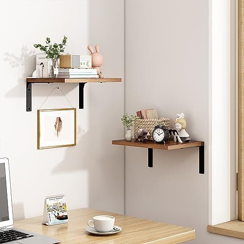 Inforth 12 Deep Floating Wall Shelves Brown 16x12