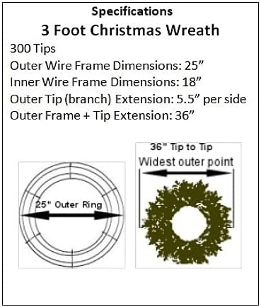 3 Foot Christmas Wreath with Large Red Bow