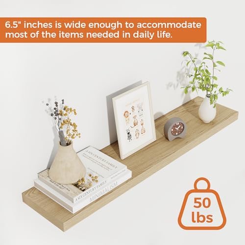 Fun Memories 30 Inch Rustic Wood Floating Shelves Set of 2
