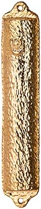 GIFTS PLAZA Judaica Hammered Metal Mezuzah Case Gold 45 Inch Door