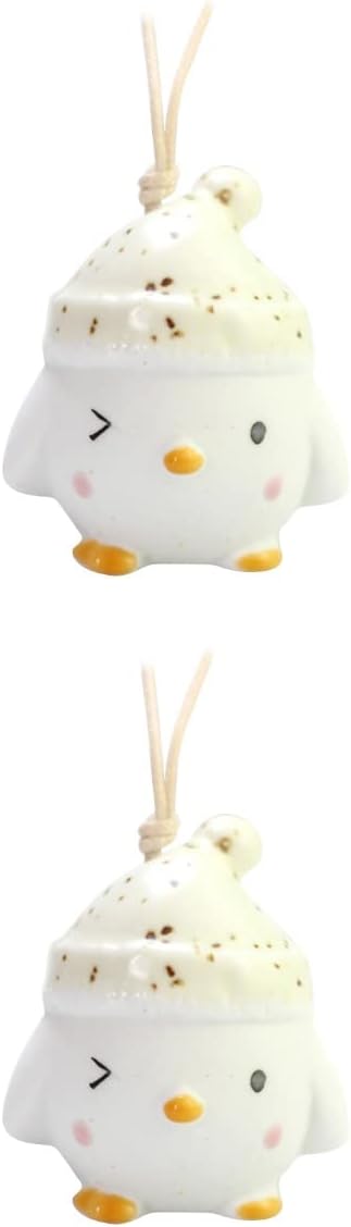 SOIMISS 2pcs Ceramic Chick Hanging Bell Pendant
