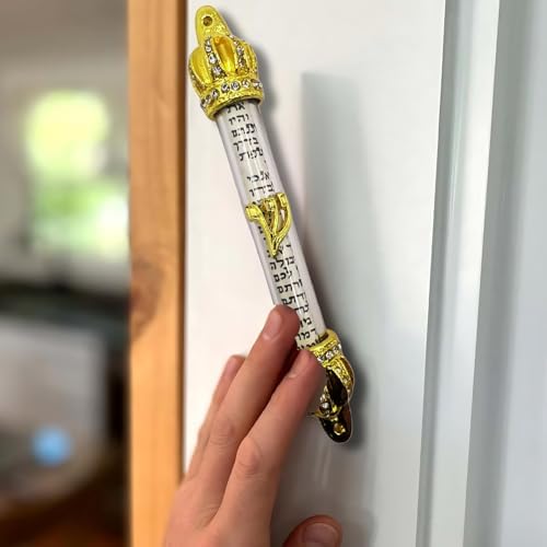 Royal Gold Crown Jewish Door Mezuzah with Scroll