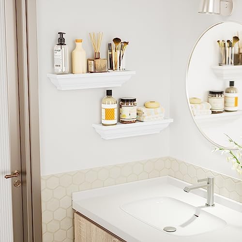 Alsonerbay Floating Shelves - 2 Pack White Rustic Wall Shelves