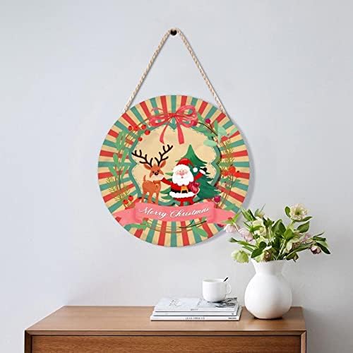 Holly Christmas Wreath Funny Santa Reindeer Door Hanger