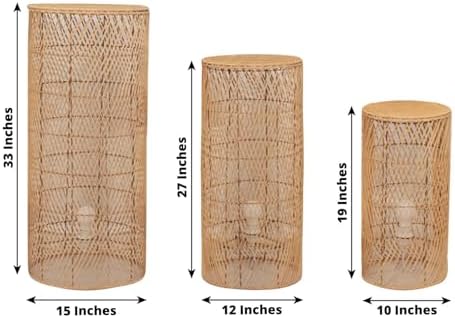 Efavormart Set of 3 Wicker Floor Lamp Shades with Wave Patterns