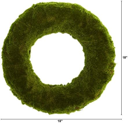Nearly Natural 18in Moss Artificial Wreath