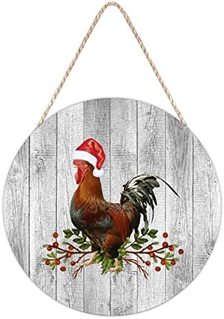 Funny Farm Animal Christmas Door Hanger 12x12in Wood Sign