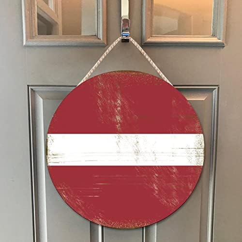 Farmhouse Front Door Hanger Latvia Flag Wood Sign