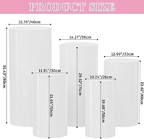 Wokceer 5Pcs Round Cylinder Pedestal Stands for Party Displays