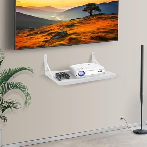 White Small Mini Projector Shelf Floating Mount