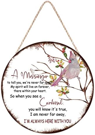 Farmhouse Front Door Hanger with Red Birds and Im Always Here Quote