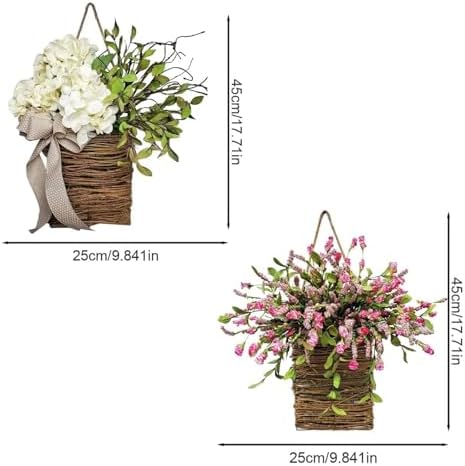 Cream Hydrangea Door Hanger Basket Wreath