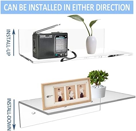 12 Inches Clear Acrylic Floating Shelves 2 Pack