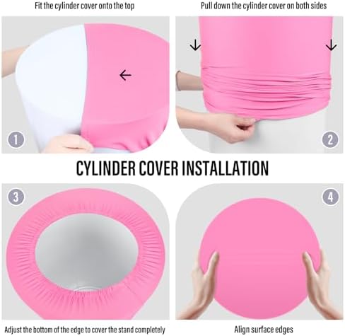 LEBENGURU 3Pcs Cylinder Pedestal Stand Covers Pink