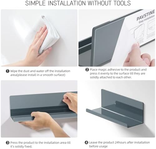 PAVSTINE Adhesive Floating Shelves 12 Inch Gray