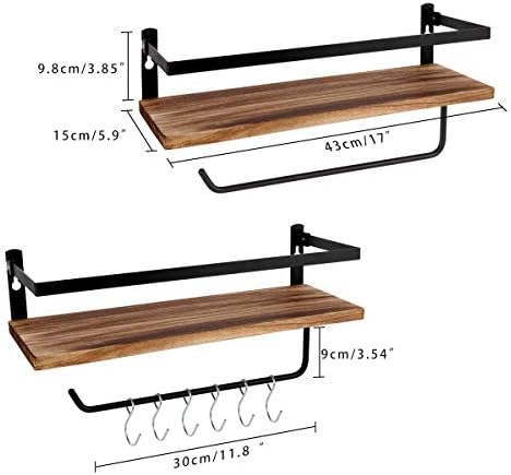 Floating Shelves Set of 2 Carbonized Black Rustic Wood