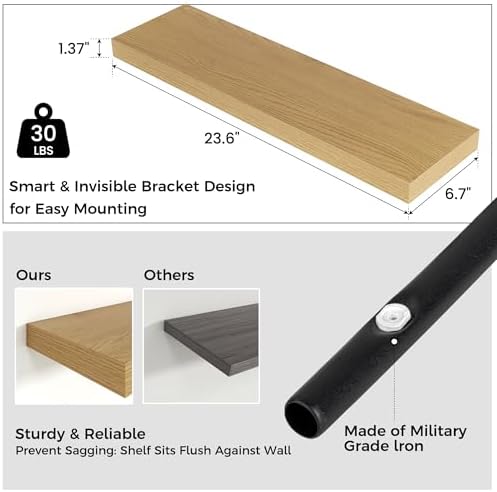 Venusmiles Floating Shelves 2 Pack 24 Inches Wide