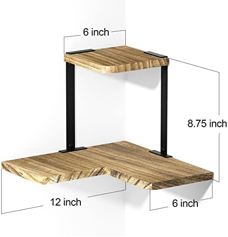 SRIWATANA Rustic Corner Shelf 2-Tier Wood Wall Mount
