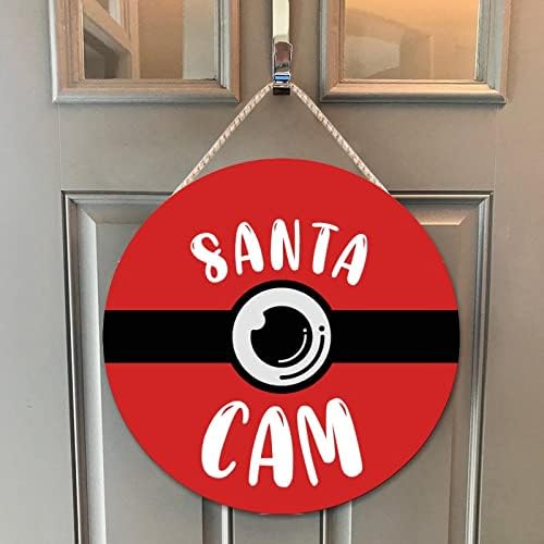 Farmhouse Door Hanger Funny Elf Surveillance Wood Sign 10x10in