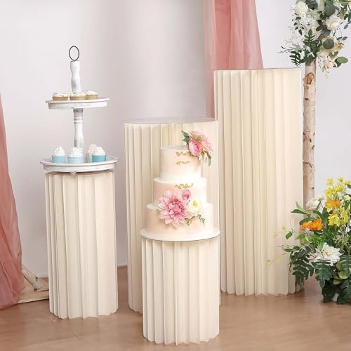 Efavormart 24 Inch Ivory Accordion Folding Pedestal Box