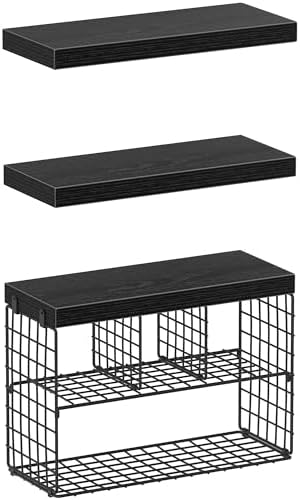 KLUVIS Bathroom Floating Shelves Set of 3 Black 157 Inch