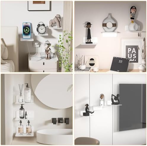 Small White Floating Shelves Set of 3 for Wall