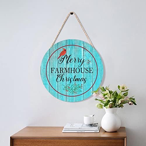 Farmhouse Door Hanger Red Bird Wreath 10x10in