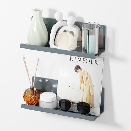 PAVSTINE Adhesive Floating Shelves 12 Inch Gray