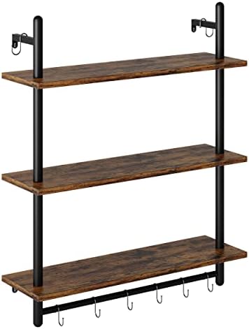 Bestier 3 Tier Floating Wall Shelving with Towel Bar