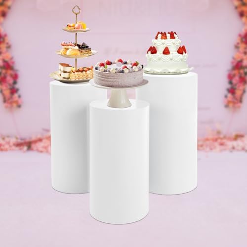 Elegant White Cylinder Pedestal Stand for Events