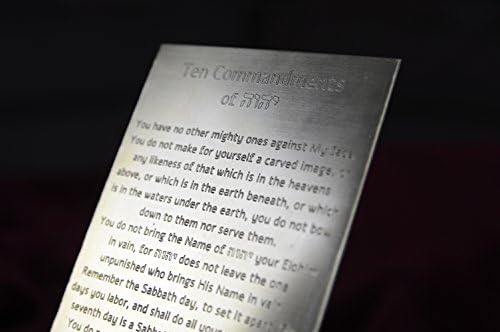 10 Commandments Engraved on Solid Brass Plate