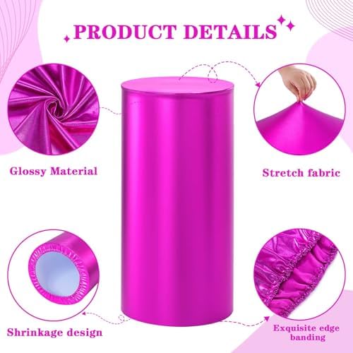 Fuchsia Party Cylinder Pedestal Stand Covers Set of 3