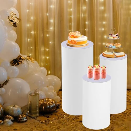3Pcs Cylinder Pedestal Stands for Party