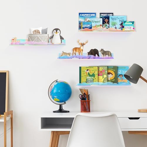 Iridescent Rainbow Floating Shelves 4 Pack
