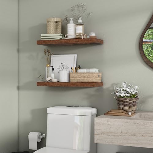 Heimlove 24 Inch Floating Shelves Wall Mount Set of 2 Brown