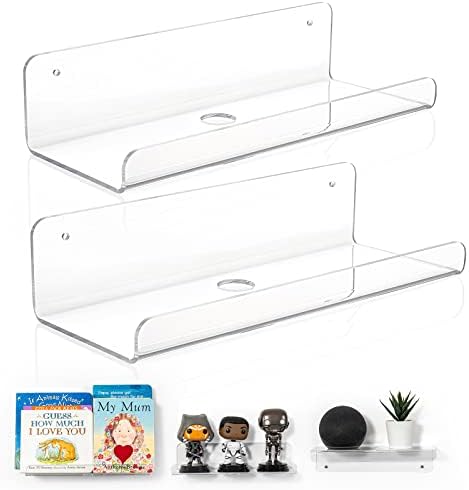 OAPRIRE 2 Pack Clear Acrylic Floating Shelves 10 Inch Set
