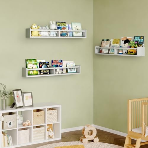 Fixwal 32in Floating Bookshelves Set of 3 for Baby Nursery