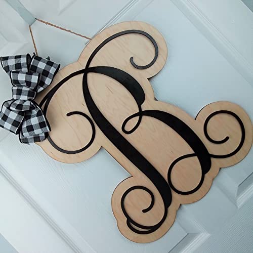 Monogrammed Birthday Wreath with Bow - Custom Letters