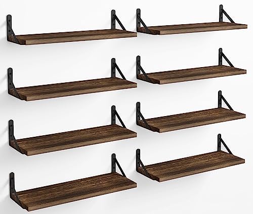 Fixwal Floating Shelves Set of 8 Rustic Wood Wall Shelves