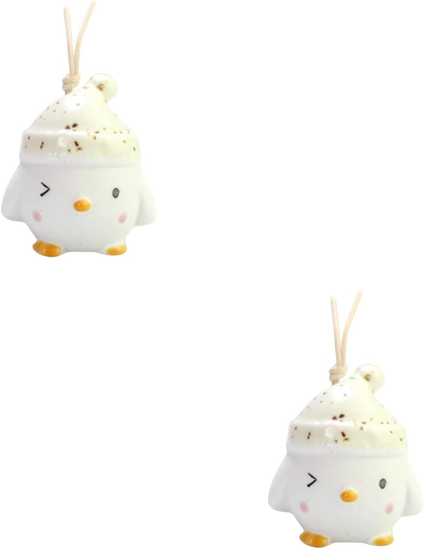 SOIMISS 2pcs Ceramic Chick Hanging Bell Pendant