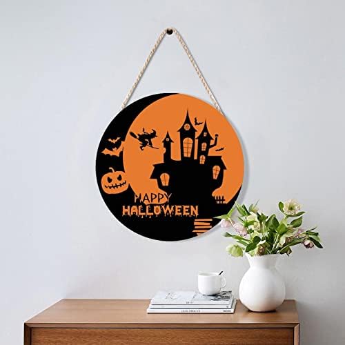Happy Halloween Round Wood Sign 10x10in