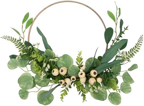 Eucalyptus Leaf and Fern Golden Ring Wreath