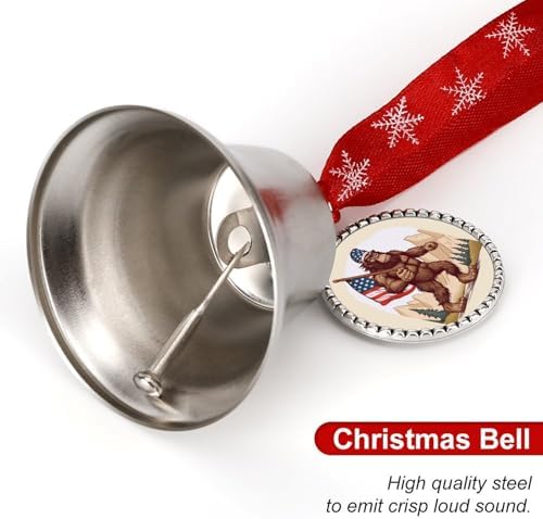 Bigfoot USA Flag Christmas Hanging Bell Ornament Decor