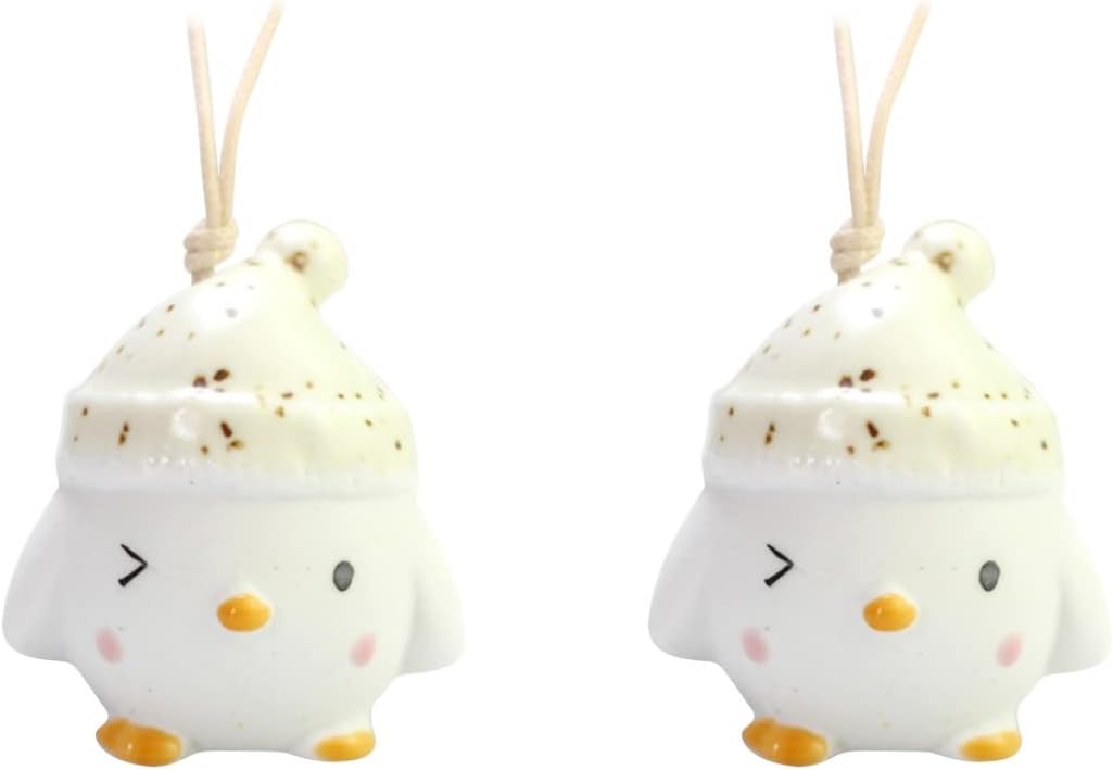 SOIMISS 2pcs Ceramic Chick Hanging Bell Pendant