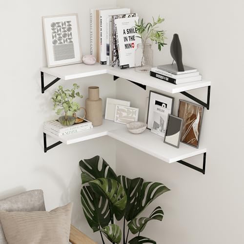 Axeman Deep Floating Shelves Set of 2 16W x 12D White Wall Shelves