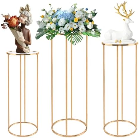3pcs Cylinder Pedestal Stand Rose Gold
