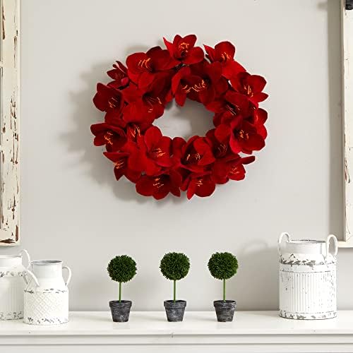 Nearly Natural 22 In Artificial Amaryllis Wreath