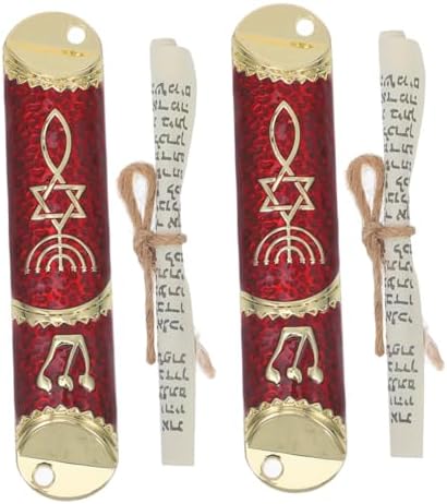 Healifty 2 Sets Elegant Metal Mezuzah with Scroll for Door