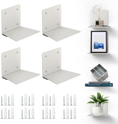 Eapele Floating Book Shelves Steel Hidden Bookshelf with Mounting Hardware Grey 4pcs